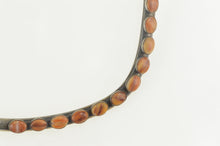 Load image into Gallery viewer, Sterling Silver Oval Agate Cabochon Inlay Statement Collar Necklace 15&quot;