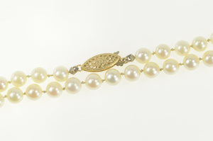 14K 5.9mm Pearl Beaded Strand Classic Statement Necklace 16.5" Yellow Gold