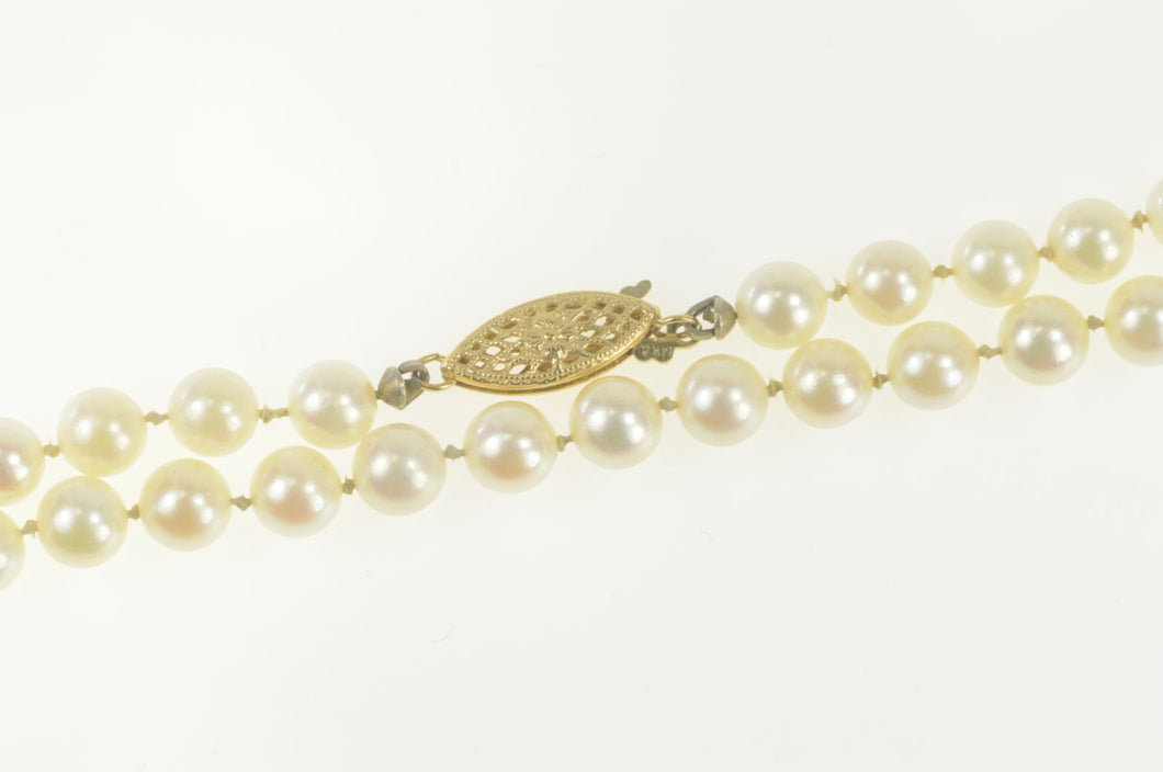 14K 5.9mm Pearl Beaded Strand Classic Statement Necklace 16.5