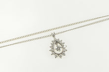 Load image into Gallery viewer, 14K 0.50 Ctw Pear Diamond Halo Cable Chain Necklace 14.75&quot; White Gold