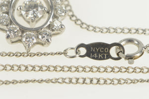 14K 0.50 Ctw Pear Diamond Halo Cable Chain Necklace 14.75" White Gold