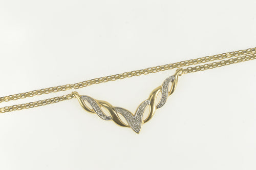 10K Chevron Twist Diamond Accent Box Chain Necklace 16.75