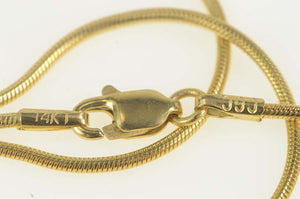 14K 1.2mm Classic Snake Link Round Chain Necklace 15.75" Yellow Gold