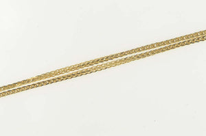 14K 9.0mm Wheat Palma Squared Chain Link Necklace 20" Yellow Gold