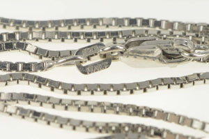 14K 1.1mm Box Chain Square Classic Link Necklace 22" White Gold