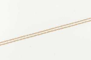 14K 0.7mm Classic Cable Link Spiral Twist Chain Necklace 16" Rose Gold
