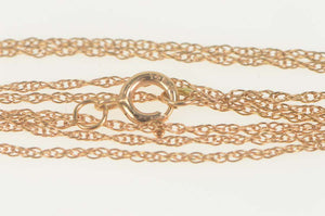 14K 0.7mm Classic Cable Link Spiral Twist Chain Necklace 16" Rose Gold