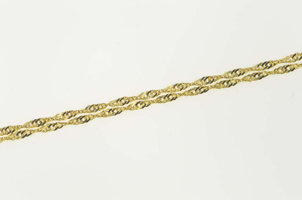 14K 1.2mm Curb Twist Rolling Flat Chain Link Necklace 17.75