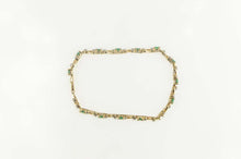 Load image into Gallery viewer, 10K Emerald Diamond Wavy Link Tennis Bracelet 7&quot; Yellow Gold