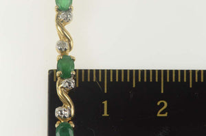 10K Emerald Diamond Wavy Link Tennis Bracelet 7" Yellow Gold
