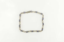 Load image into Gallery viewer, 10K Oval Syn. Sapphire Diamond Accent Tennis Bracelet 7.25&quot; White Gold