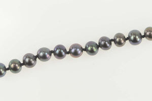 14K Tahitian Pearl Beaded Diamond Circle Clasp Bracelet 6.5" Yellow Gold
