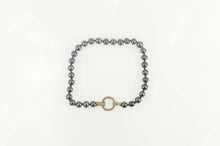Load image into Gallery viewer, 14K Tahitian Pearl Beaded Diamond Circle Clasp Bracelet 6.5&quot; Yellow Gold