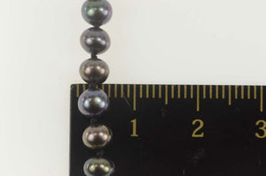 14K Tahitian Pearl Beaded Diamond Circle Clasp Bracelet 6.5" Yellow Gold