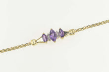 Load image into Gallery viewer, 14K Marquise Amethyst Diamond Squared Chain Bracelet 6.75&quot; Yellow Gold