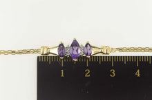 Load image into Gallery viewer, 14K Marquise Amethyst Diamond Squared Chain Bracelet 6.75&quot; Yellow Gold