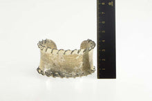Load image into Gallery viewer, Sterling Silver Seam Laced Trim Statement Cuff Bracelet 6.75&#39;
