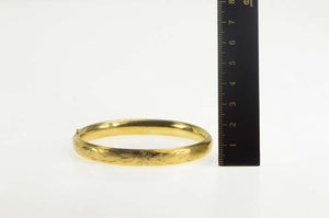 Gold Filled Retro Etched Floral Pattern Statement Bangle Bracelet 7"