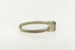 Sterling Silver 18K Two Tone Ornate Statement Cuff Bracelet 7.5"