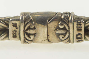 Sterling Silver 18K Two Tone Ornate Statement Cuff Bracelet 7.5"
