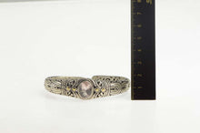 Load image into Gallery viewer, Sterling Silver 18K Two Tone Pink Topaz Elaborate Cuff Bracelet 7&quot;