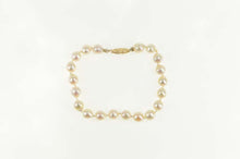 Load image into Gallery viewer, 14K Pearl Beaded Ornate Classic Statement Bracelet 6.75&quot; Yellow Gold