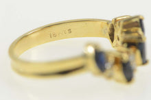 Load image into Gallery viewer, 18K Marquise Sapphire Diamond Wavy Band Ring Size 5.5 Yellow Gold