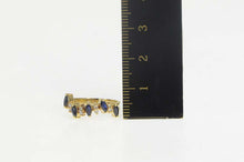 Load image into Gallery viewer, 18K Marquise Sapphire Diamond Wavy Band Ring Size 5.5 Yellow Gold