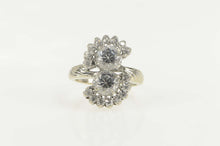 Load image into Gallery viewer, 10K 1930&#39;s Ornate Crystal Bypass Cocktail Ring Size 6.5 White Gold