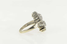 Load image into Gallery viewer, 10K 1930&#39;s Ornate Crystal Bypass Cocktail Ring Size 6.5 White Gold