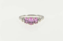 Load image into Gallery viewer, 10K Syn. Pink Sapphire Diamond Engagement Ring Size 7 White Gold