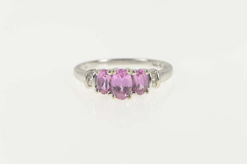 10K Syn. Pink Sapphire Diamond Engagement Ring Size 7 White Gold