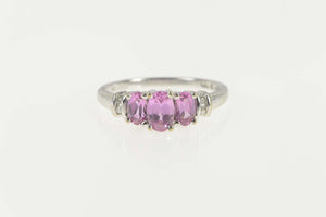 10K Syn. Pink Sapphire Diamond Engagement Ring Size 7 White Gold