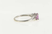 Load image into Gallery viewer, 10K Syn. Pink Sapphire Diamond Engagement Ring Size 7 White Gold