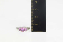 Load image into Gallery viewer, 10K Syn. Pink Sapphire Diamond Engagement Ring Size 7 White Gold