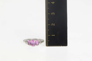 10K Syn. Pink Sapphire Diamond Engagement Ring Size 7 White Gold