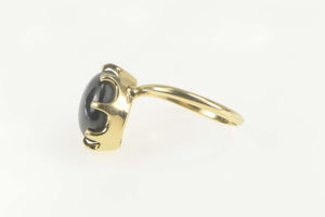14K 1960's Oval Black Star Sapphire Cocktail Ring Size 9 Yellow Gold