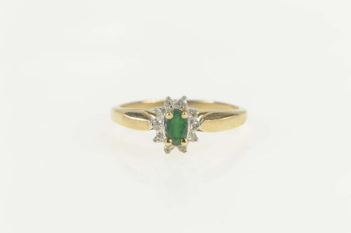 10K Marquise Emerald Diamond Halo Engagement Ring Size 7 Yellow Gold