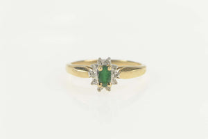 10K Marquise Emerald Diamond Halo Engagement Ring Size 7 Yellow Gold