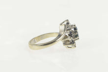 Load image into Gallery viewer, 14K Sapphire Diamond Cluster Bypass Statement Ring Size 6.5 White Gold