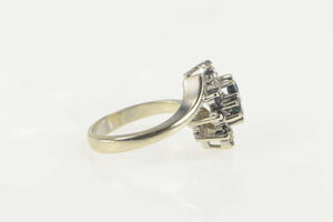 14K Sapphire Diamond Cluster Bypass Statement Ring Size 6.5 White Gold