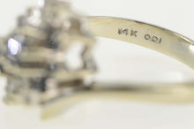 Load image into Gallery viewer, 14K Sapphire Diamond Cluster Bypass Statement Ring Size 6.5 White Gold