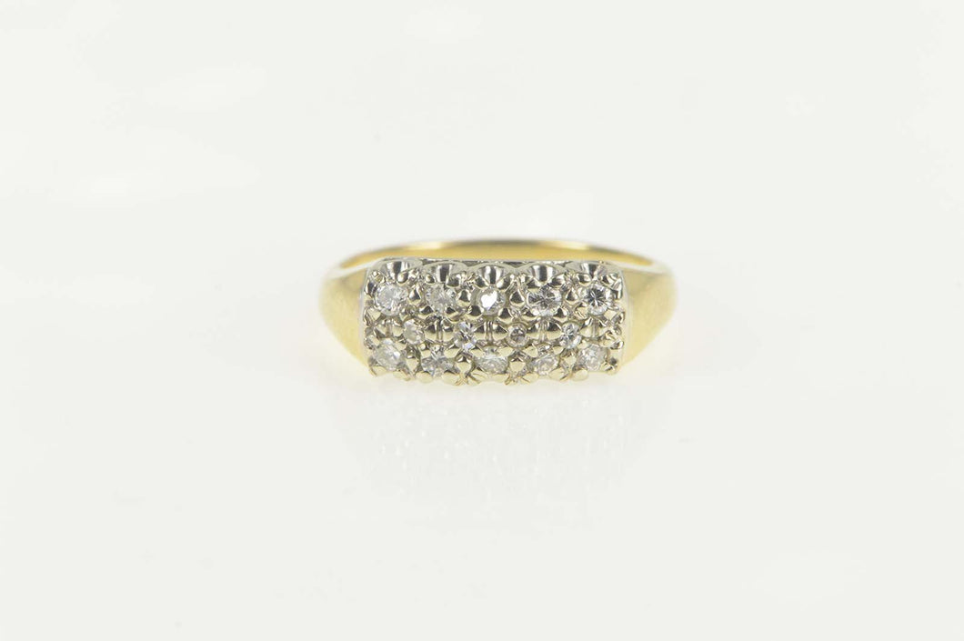 14K 0.24 Ctw Diamond Squared Cluster Band Ring Size 7 Yellow Gold