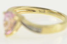 Load image into Gallery viewer, 14K Pear Pink Topaz Diamond Bypass Engagement Ring Size 7.25 Yellow Gold