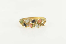 Load image into Gallery viewer, 14K Opal Nephrite Coral Onyx CZ Retro Band Ring Size 10 Yellow Gold
