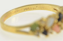 Load image into Gallery viewer, 14K Opal Nephrite Coral Onyx CZ Retro Band Ring Size 10 Yellow Gold