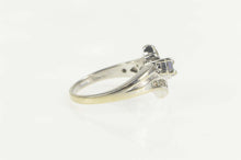 Load image into Gallery viewer, 14K Three Stone Tanzanite Diamond Bypass Ring Size 6.75 White Gold