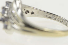 Load image into Gallery viewer, 14K Three Stone Tanzanite Diamond Bypass Ring Size 6.75 White Gold