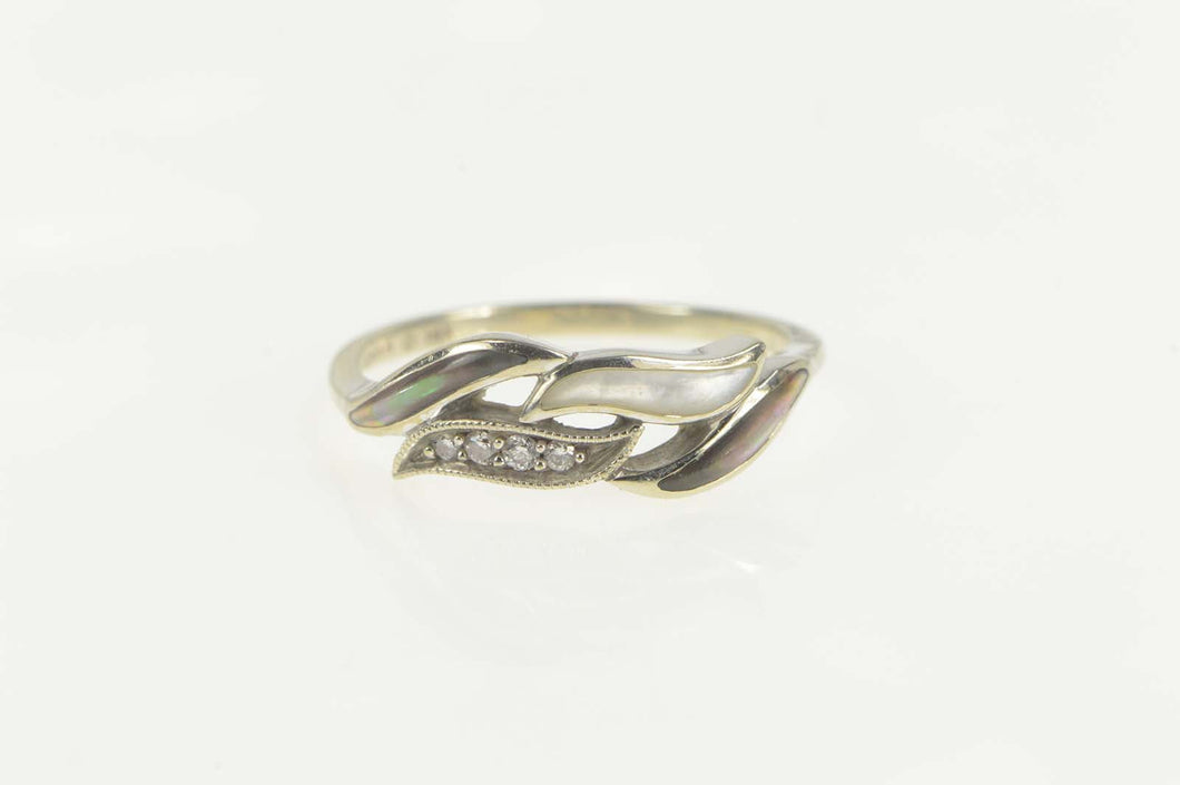 14K Retro 1950's Diamond Wavy Wedding Band Ring Size 8.25 White Gold