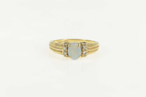 14K Opal Diamond Accent Classic Engagement Ring Size 6.25 Yellow Gold